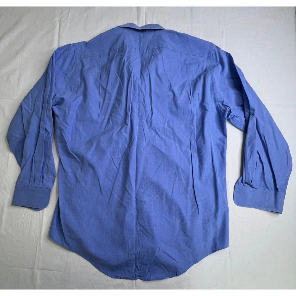 Lands' End Mens Dress Shirt Blue Long Sleeve Button Down 15.5‎ 32